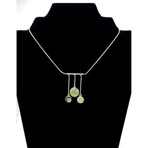 Pilgrim Swarovski Crystal Green Drop Necklace Silver Plated Danish Design NWT